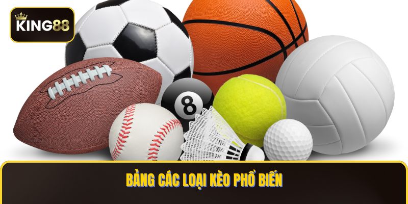 Bảng các loại kèo phổ biến
